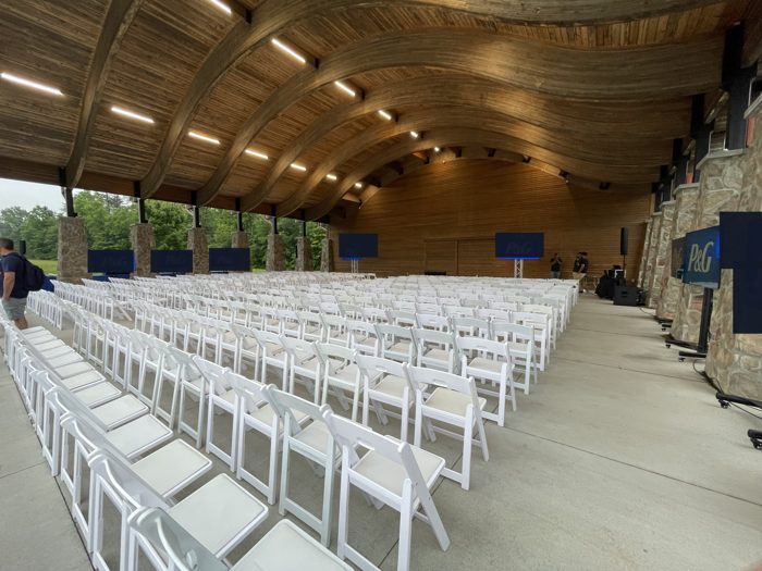 Outdoor amphitheater set up for a large corporate event