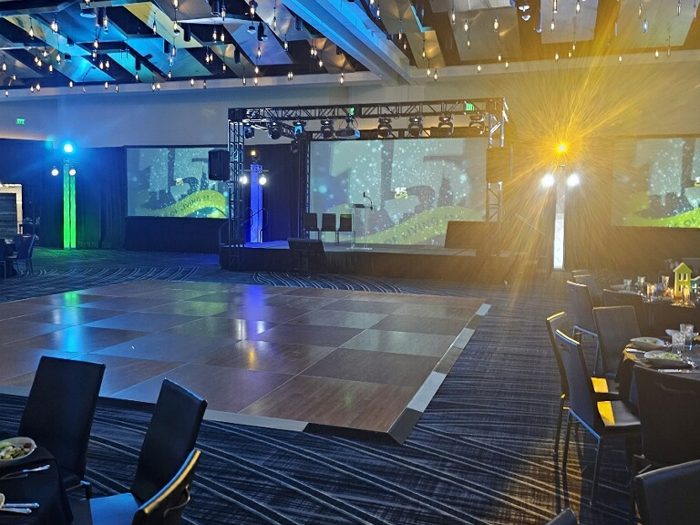 Empty dance floor set for a gala event
