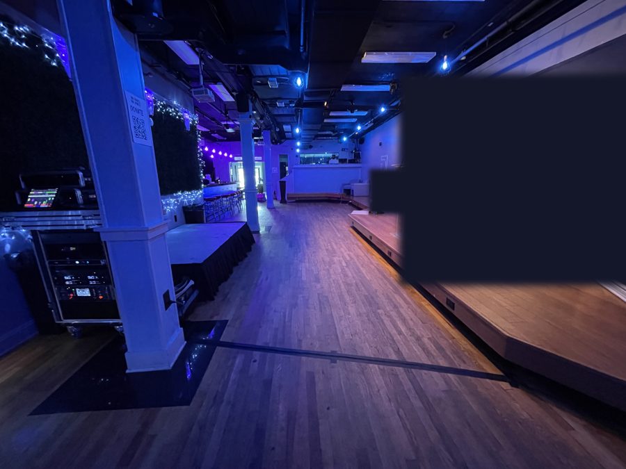 Podium and stage with blue uplighting